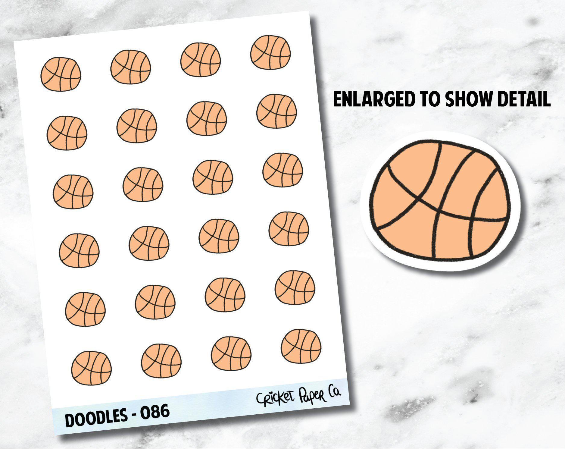 Basketball, Sports, Athletics, Basketball Practice, Game Hand Drawn Doodles  - 086