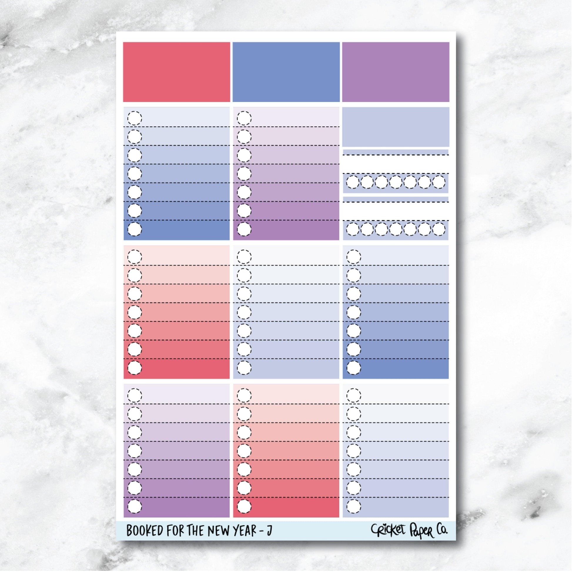 Booked for the New Year Full Box Checklists Journaling and Planner Stickers - J-Cricket Paper Co.