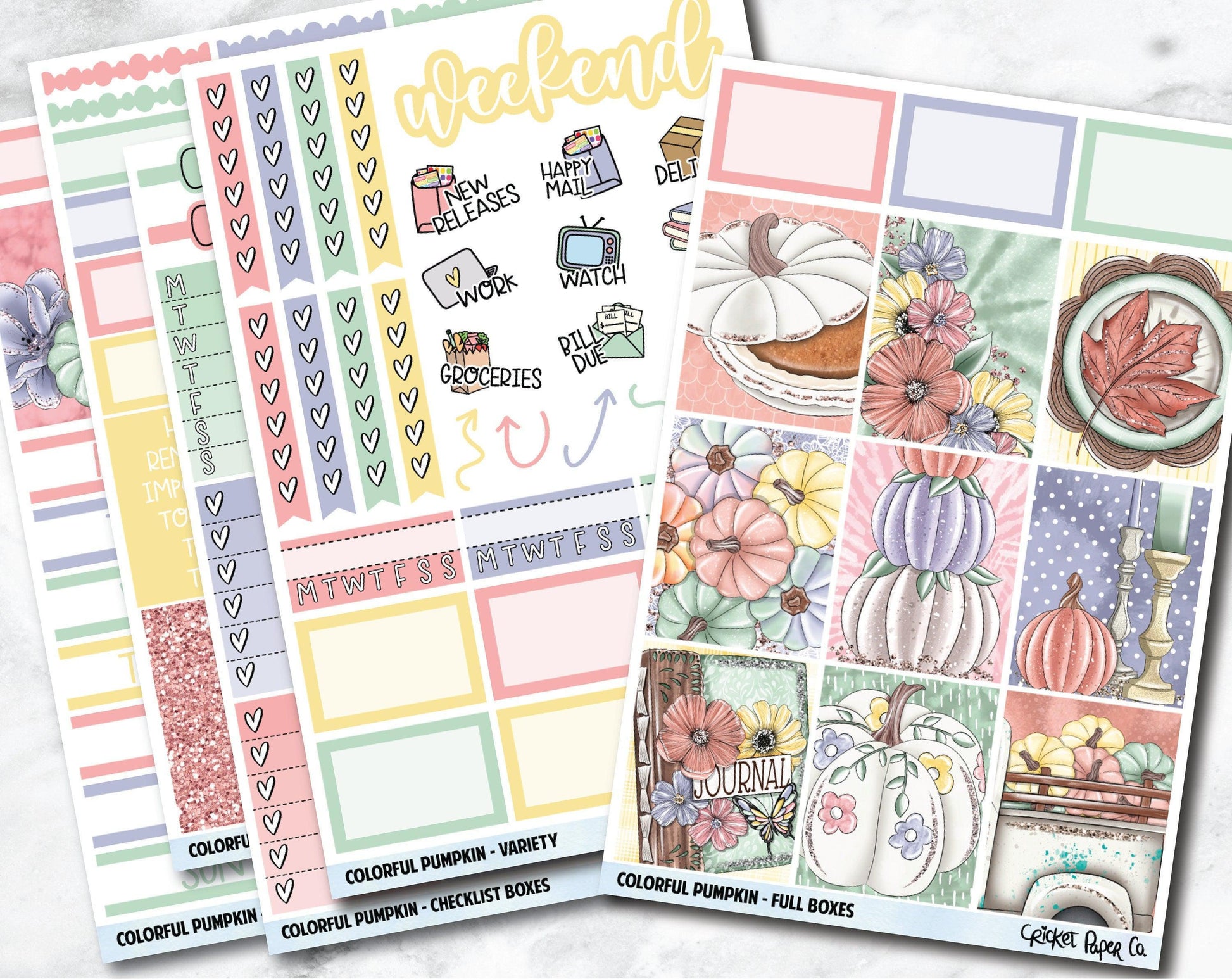 FULL KIT Planner Stickers - Colorful Pumpkin-Cricket Paper Co.