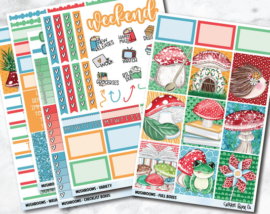 FULL KIT Planner Stickers - Mushrooms-Cricket Paper Co.