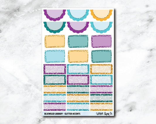 Glitter Accents Planner Stickers - Bejeweled Library-Cricket Paper Co.