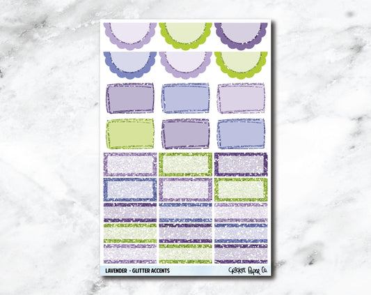 Glitter Accents Planner Stickers - Lavender-Cricket Paper Co.