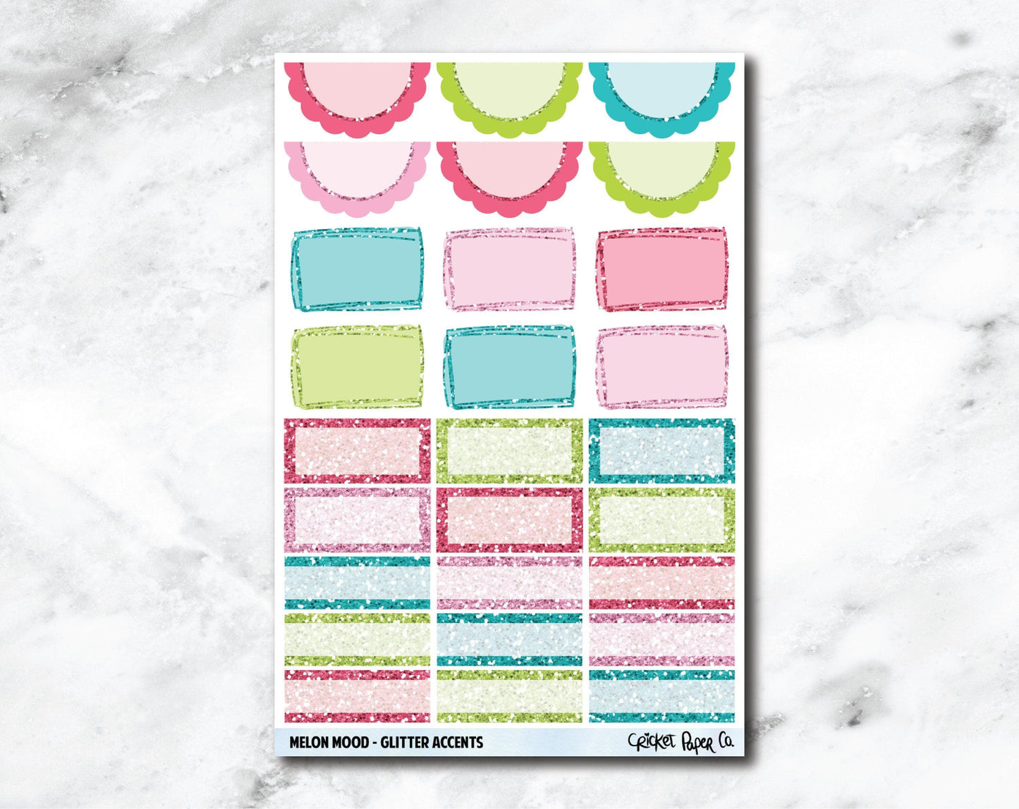 Glitter Accents Planner Stickers - Melon Mood-Cricket Paper Co.