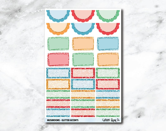 Glitter Accents Planner Stickers - Mushrooms-Cricket Paper Co.