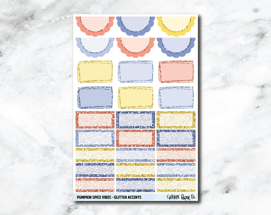 Glitter Accents Planner Stickers - Pumpkin Spice Vibes-Cricket Paper Co.