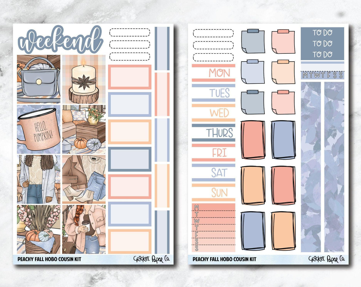 HOBONICHI COUSIN Planner Stickers Mini Kit - Peachy Fall-Cricket Paper Co.