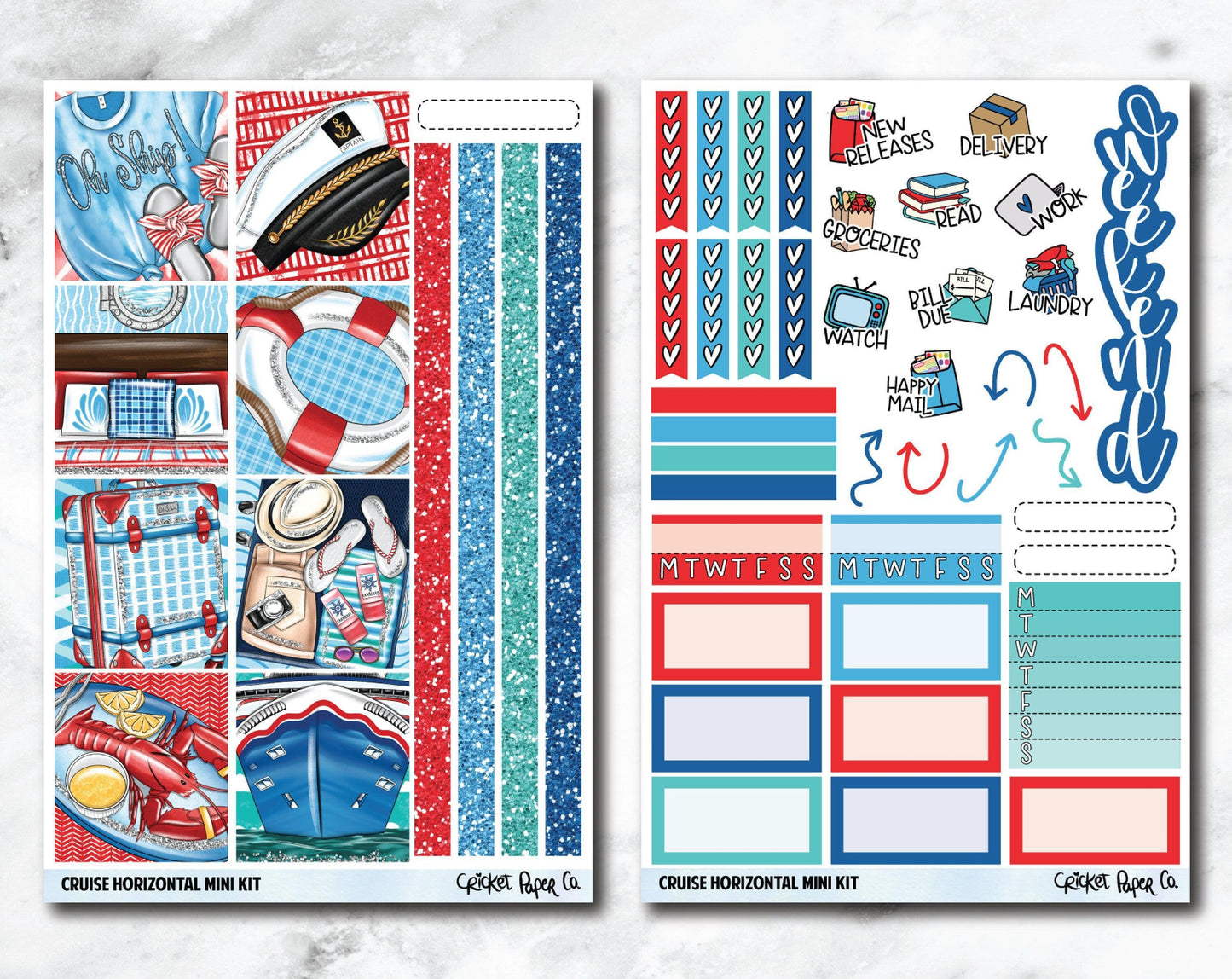 HORIZONTAL Planner Stickers Mini Kit - Cruise-Cricket Paper Co.