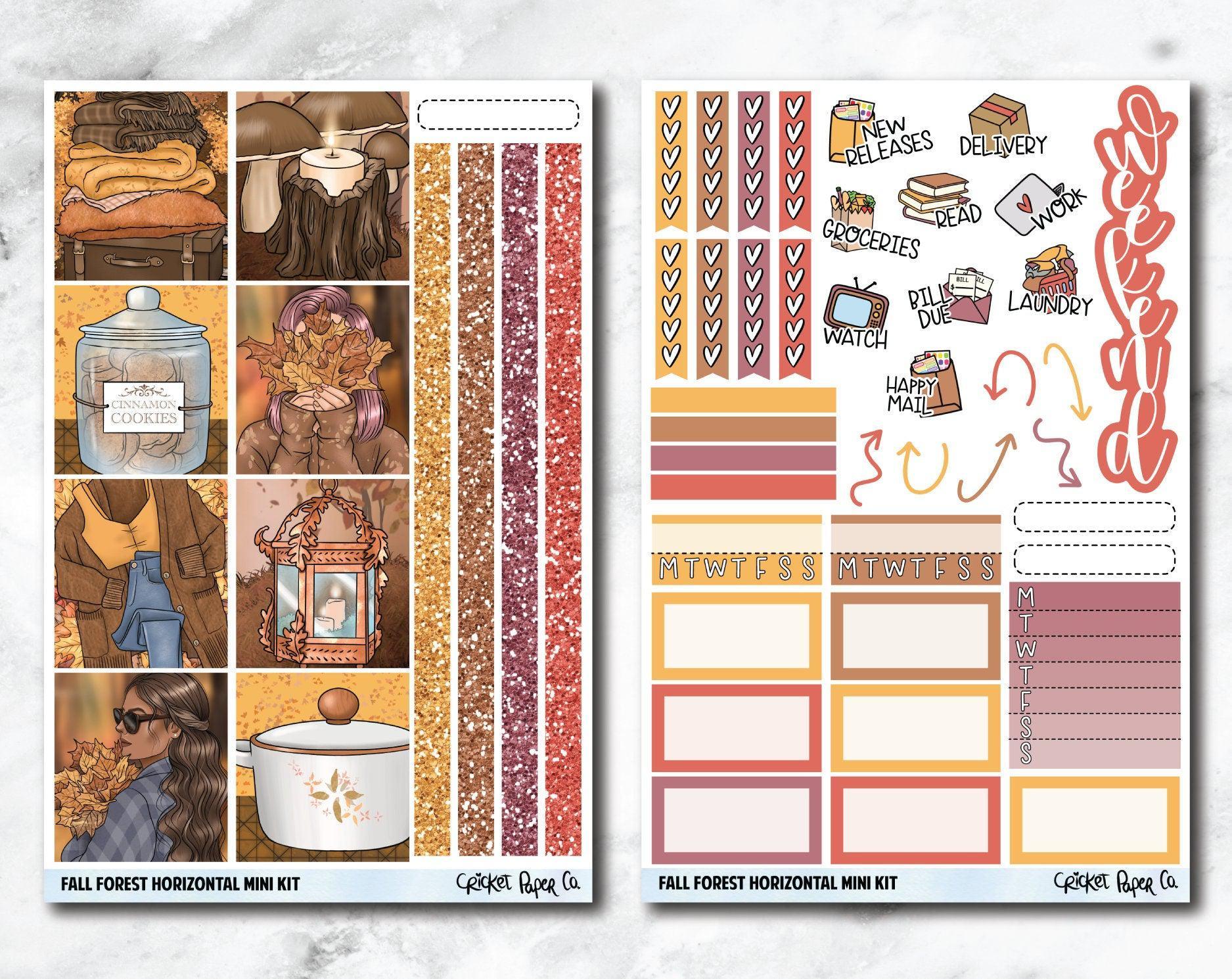 HORIZONTAL Planner Stickers Mini Kit - Fall Forest-Cricket Paper Co.