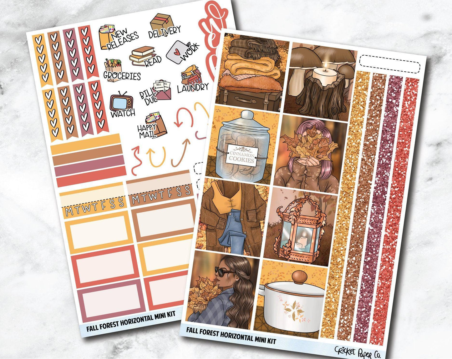 HORIZONTAL Planner Stickers Mini Kit - Fall Forest-Cricket Paper Co.