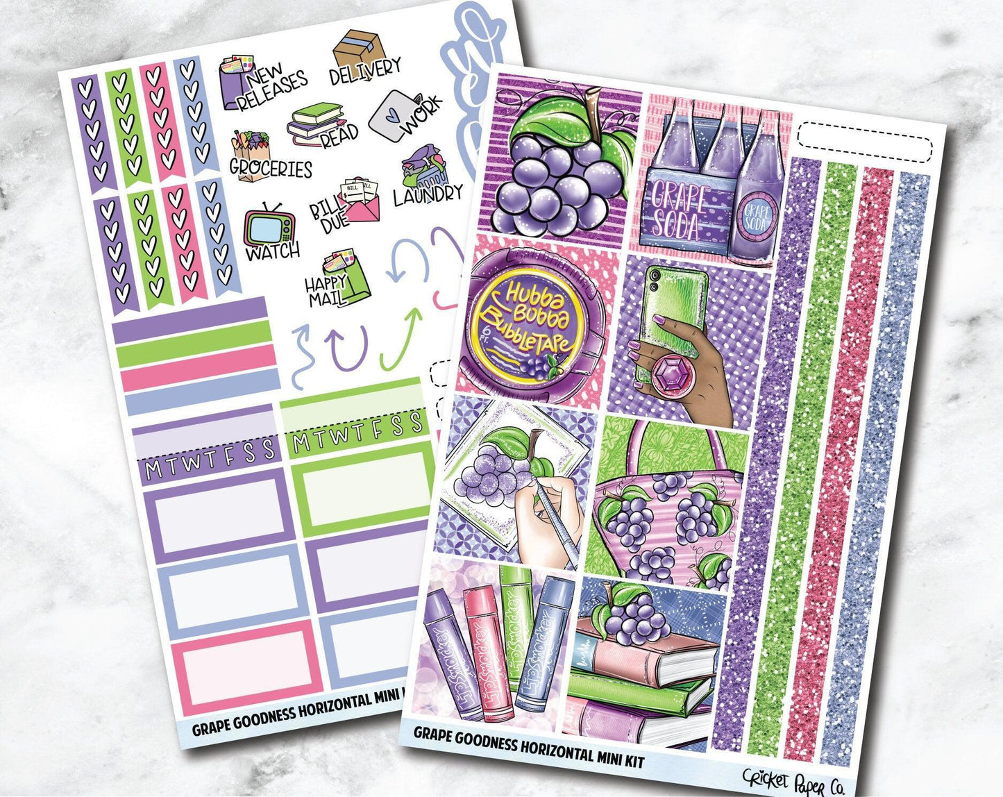 HORIZONTAL Planner Stickers Mini Kit - Grape Goodness-Cricket Paper Co.