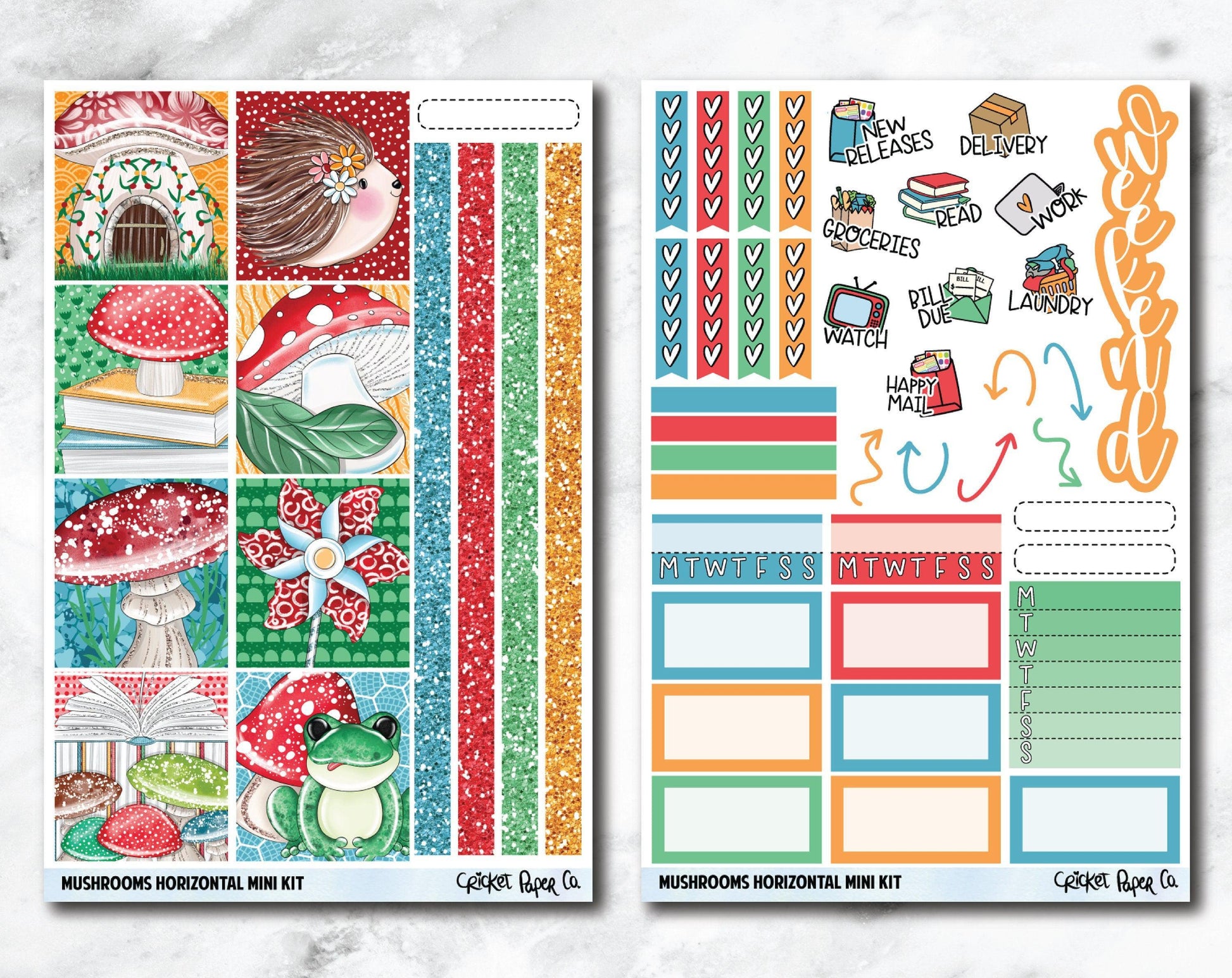 HORIZONTAL Planner Stickers Mini Kit - Mushrooms-Cricket Paper Co.