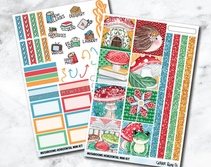 HORIZONTAL Planner Stickers Mini Kit - Mushrooms-Cricket Paper Co.