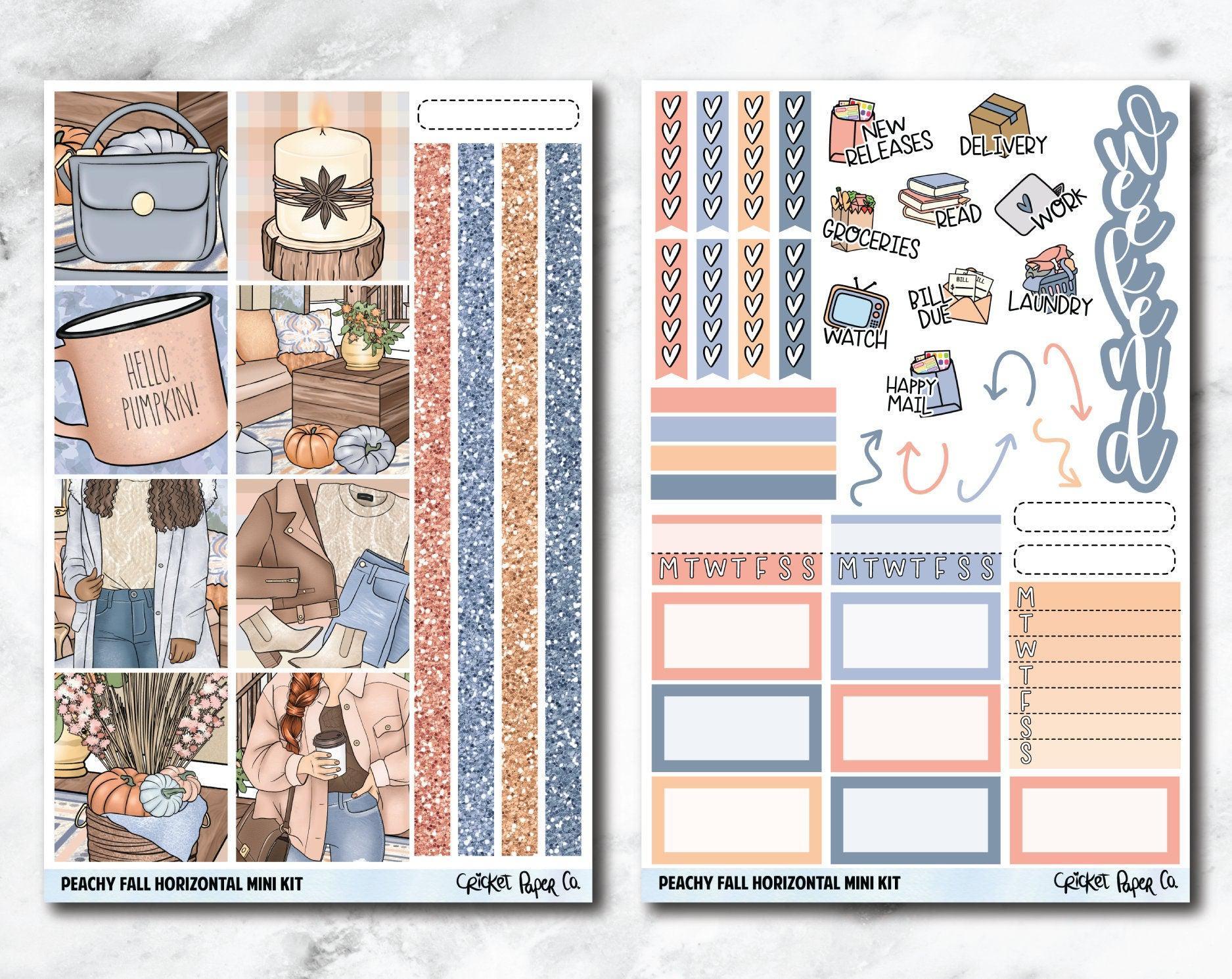 HORIZONTAL Planner Stickers Mini Kit - Peachy Fall-Cricket Paper Co.