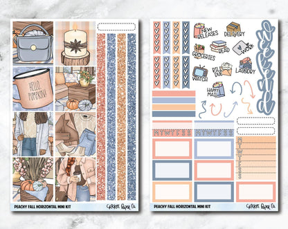 HORIZONTAL Planner Stickers Mini Kit - Peachy Fall-Cricket Paper Co.