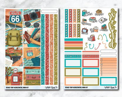 HORIZONTAL Planner Stickers Mini Kit - Road Trip-Cricket Paper Co.