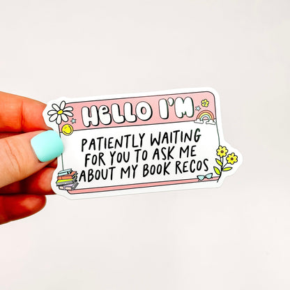 Hello Book Recommendations - Bookish Vinyl Sticker-Cricket Paper Co.