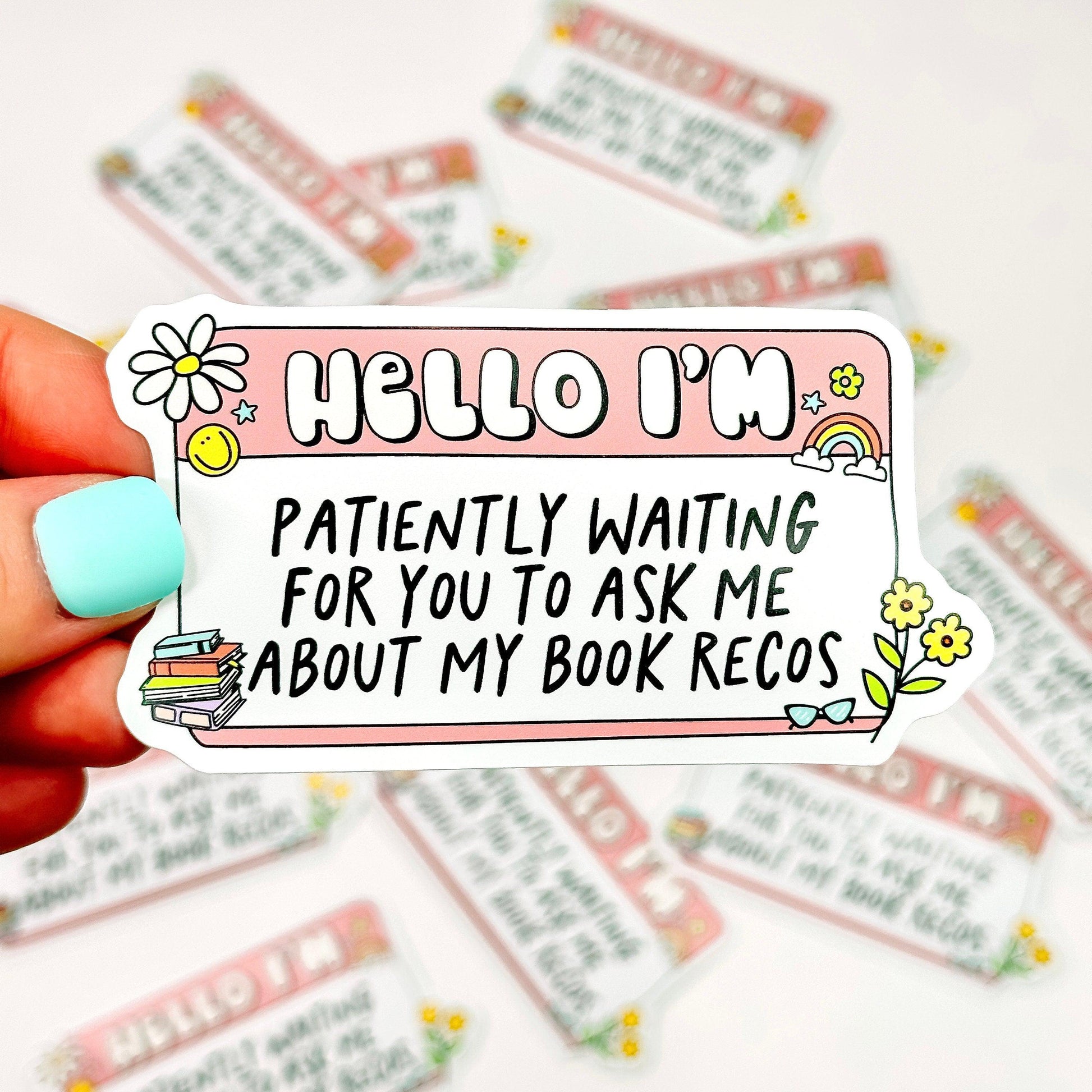 Hello Book Recommendations - Bookish Vinyl Sticker-Cricket Paper Co.