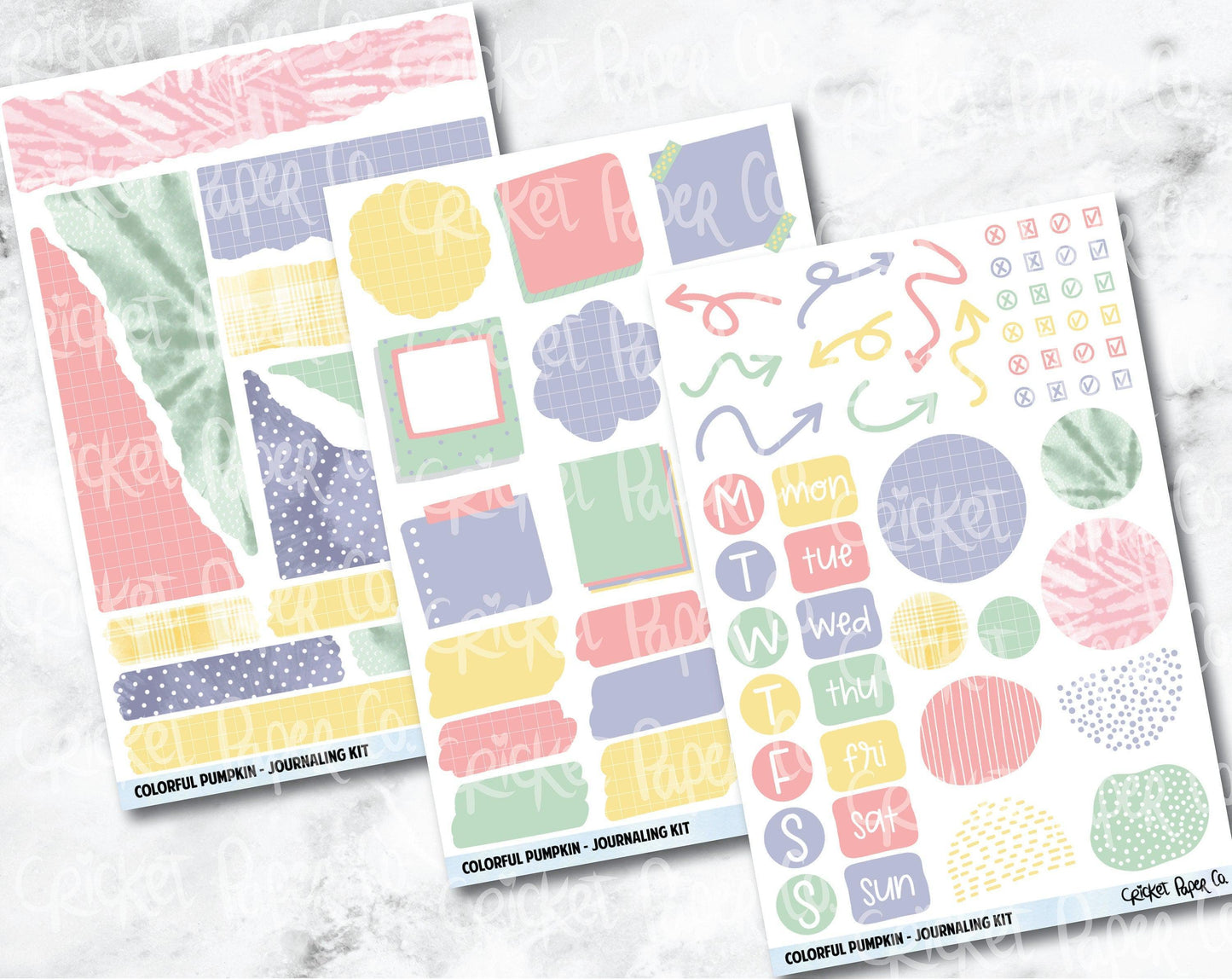 JOURNALING KIT Stickers for Planners, Journals and Notebooks - Colorful Pumpkin-Cricket Paper Co.