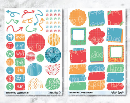 JOURNALING KIT Stickers for Planners, Journals and Notebooks - Mushrooms-Cricket Paper Co.