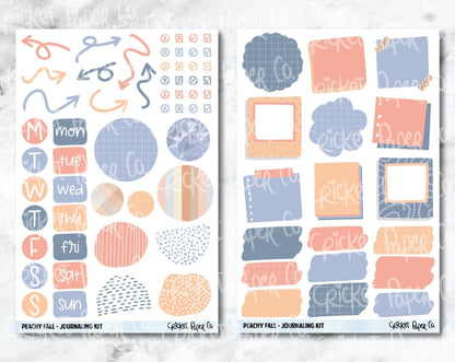 JOURNALING KIT Stickers for Planners, Journals and Notebooks - Peachy Fall-Cricket Paper Co.