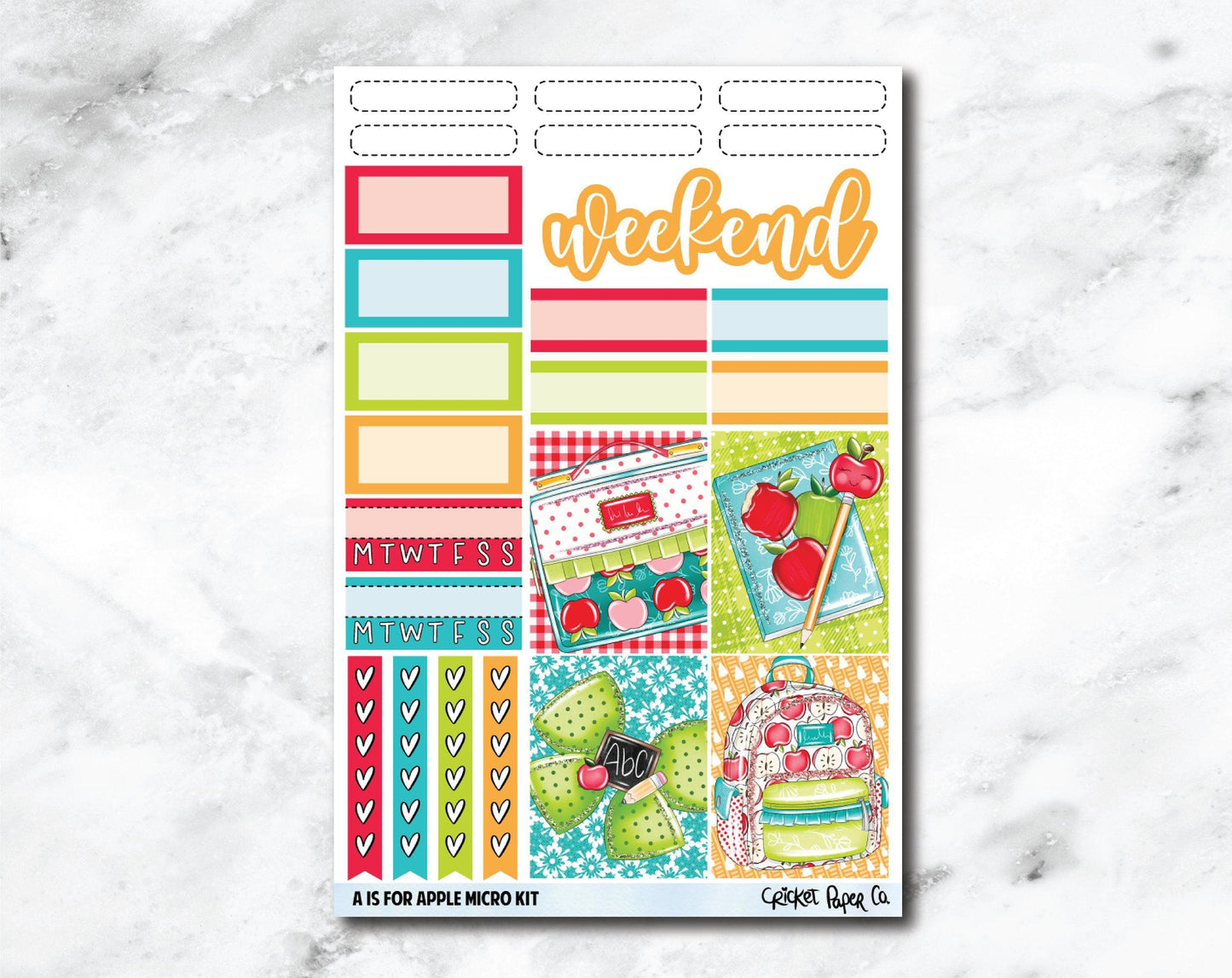 MICRO KIT Planner Stickers - A Is for Apple-Cricket Paper Co.