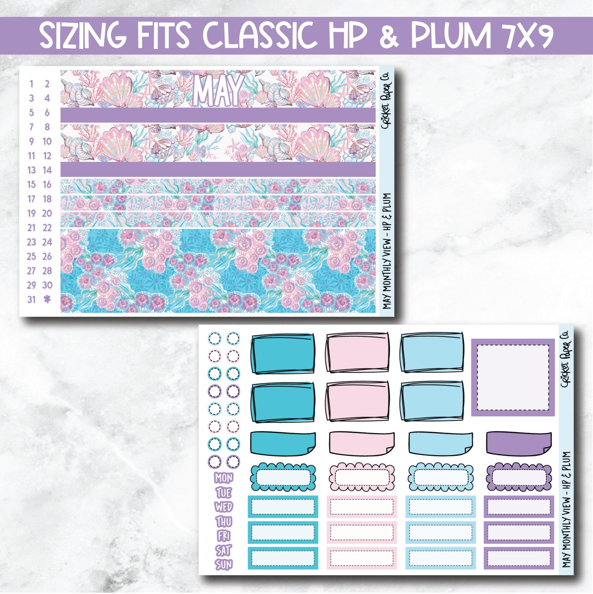 May Monthly View Planner Sticker Kit for 7x9 Planners-Cricket Paper Co.