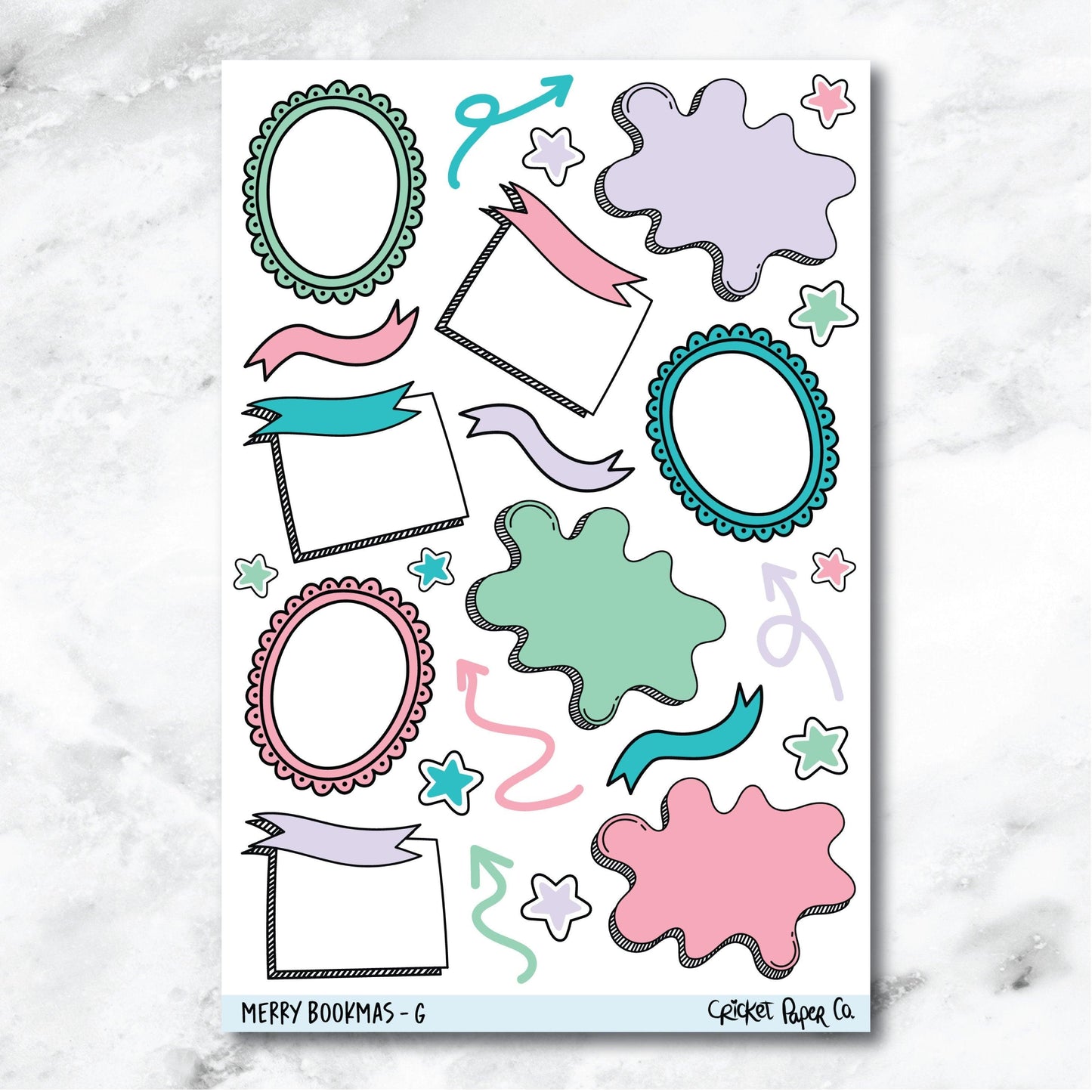 Merry Bookmas Bullet Journal Style Journaling and Planner Stickers - G-Cricket Paper Co.