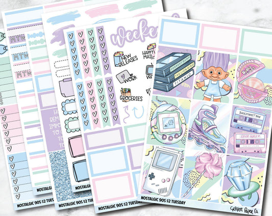 NOSTALGIC 90s Planner Stickers - Full Kit-Cricket Paper Co.