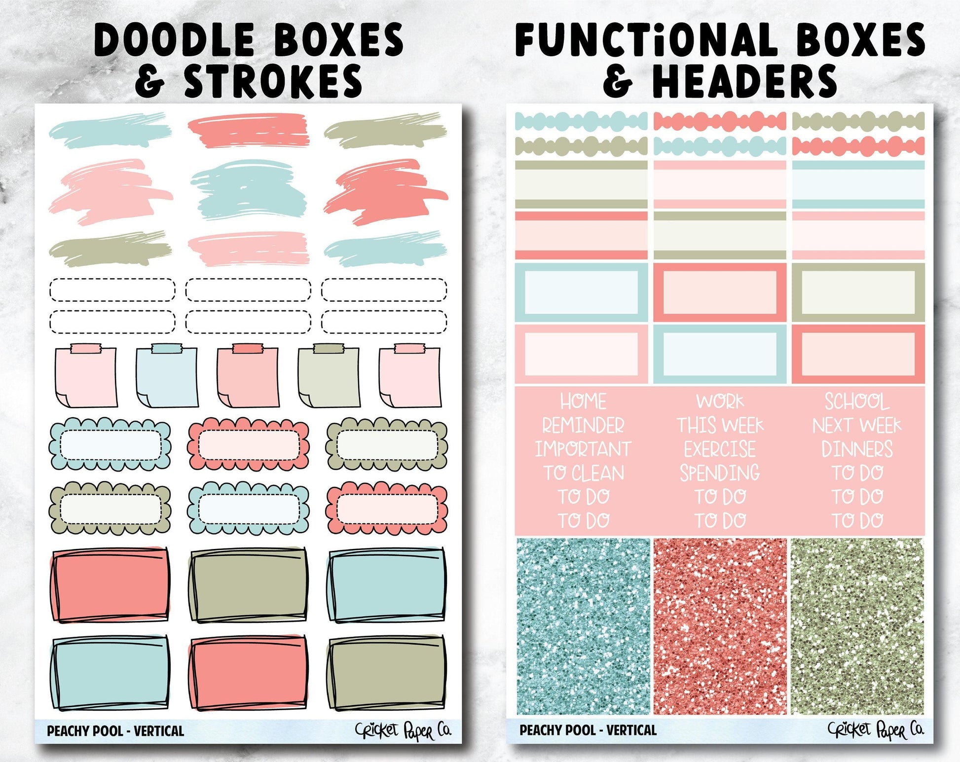 PEACHY POOL Planner Stickers - Full Kit-Cricket Paper Co.