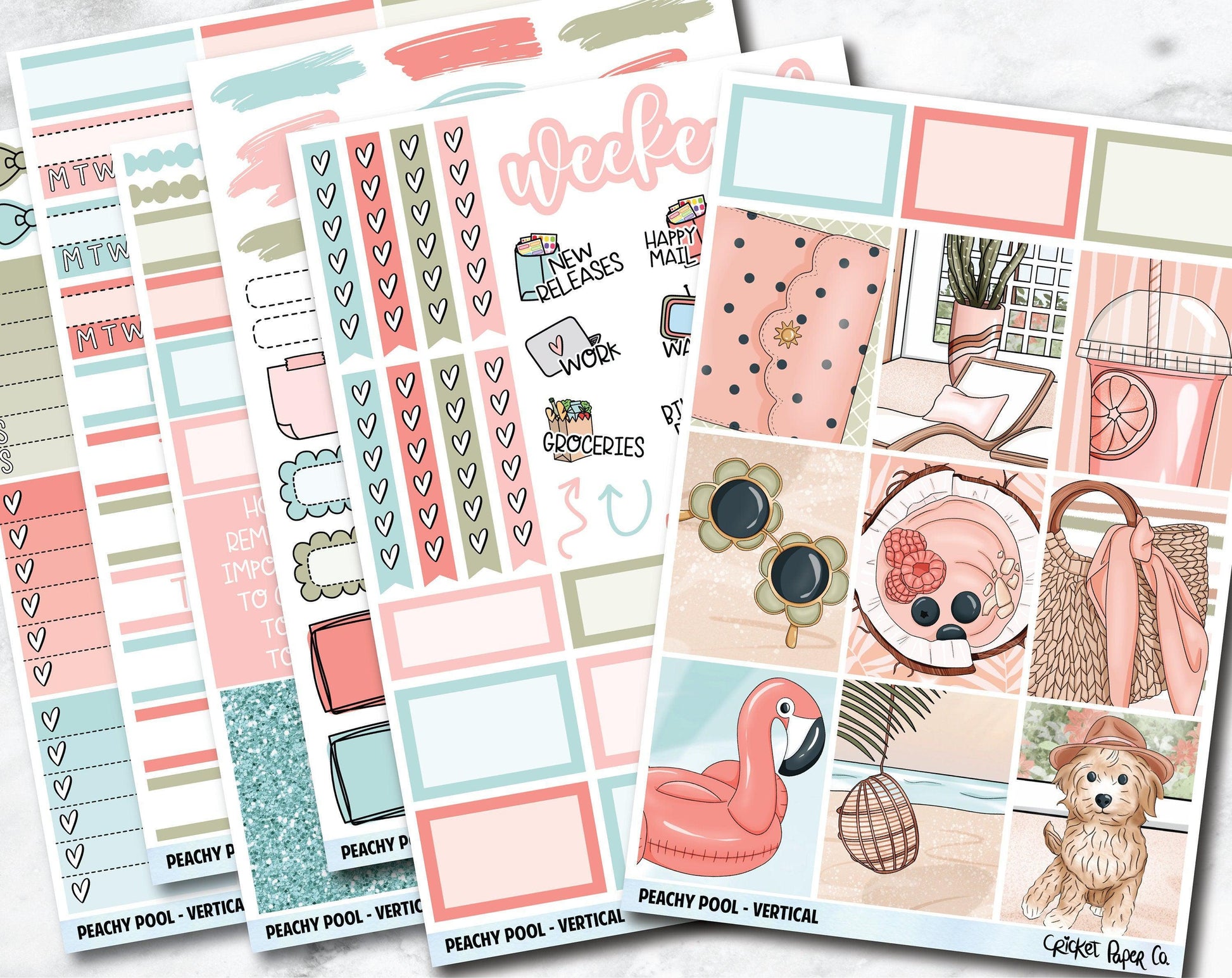 PEACHY POOL Planner Stickers - Full Kit-Cricket Paper Co.