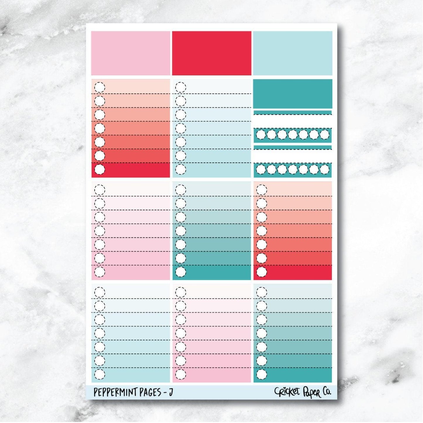 Peppermint Pages Full Box Checklists Journaling and Planner Stickers - J-Cricket Paper Co.