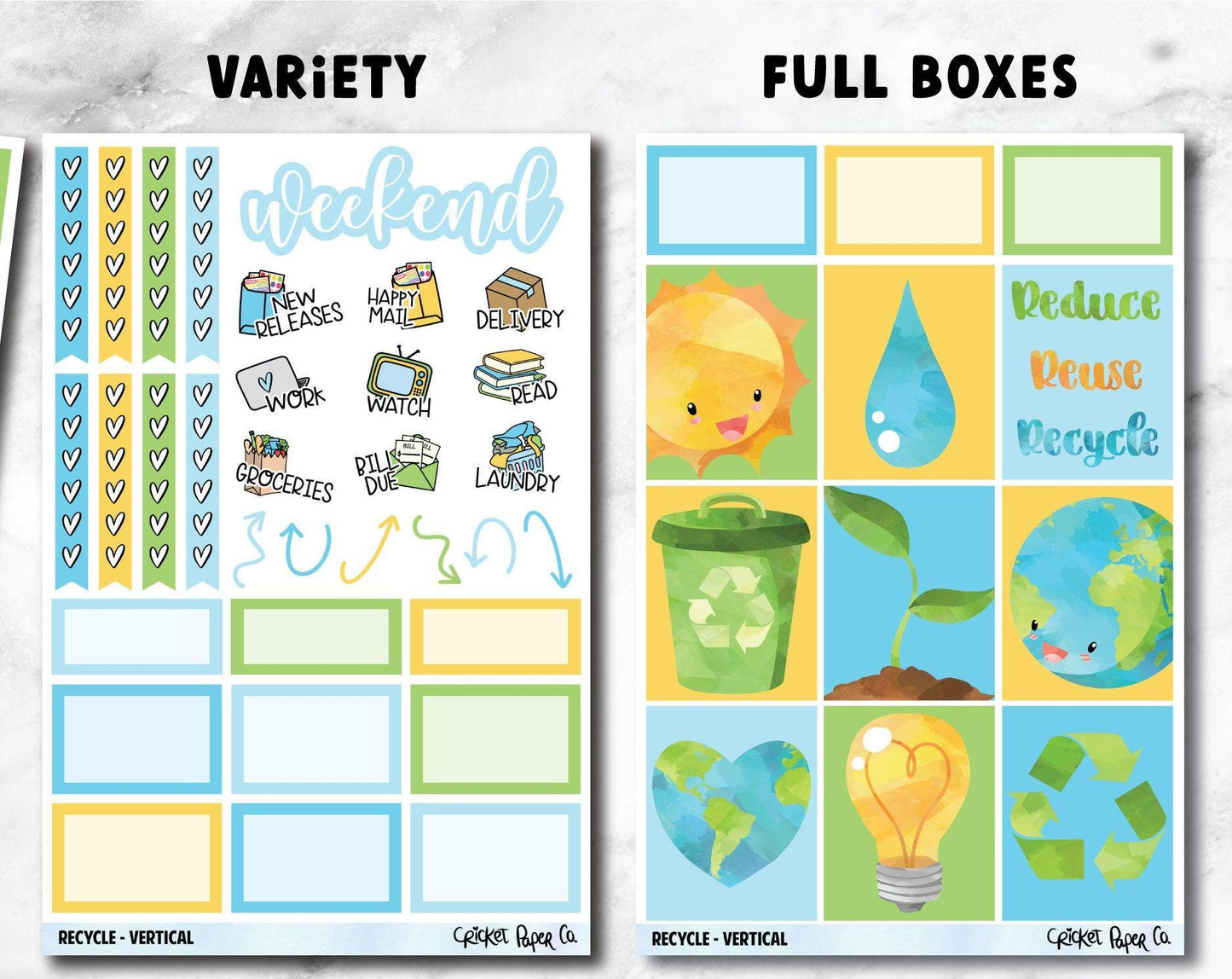 RECYCLE Planner Stickers - Full Kit-Cricket Paper Co.