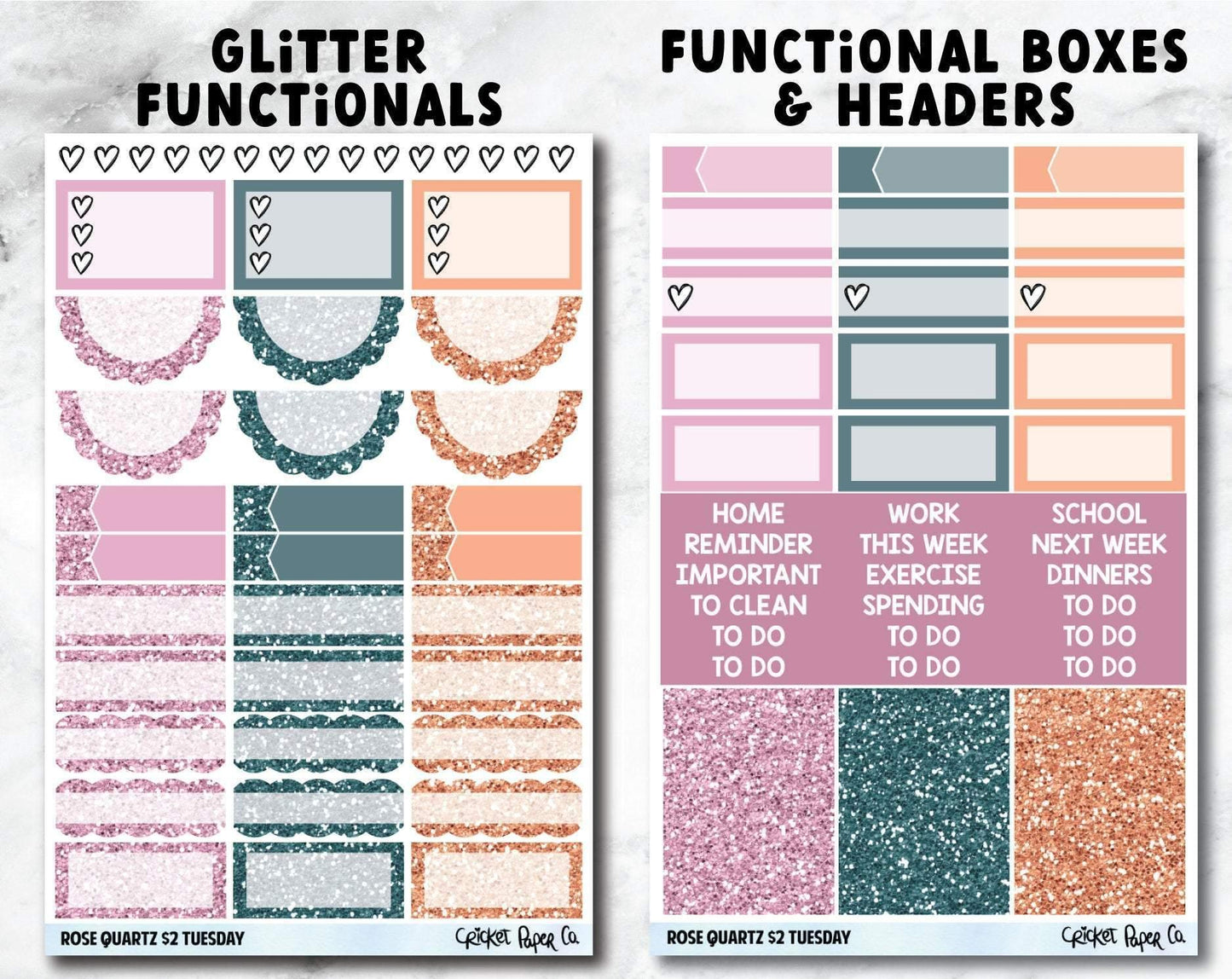 ROSE QUARTZ Planner Stickers - Full Kit-Cricket Paper Co.