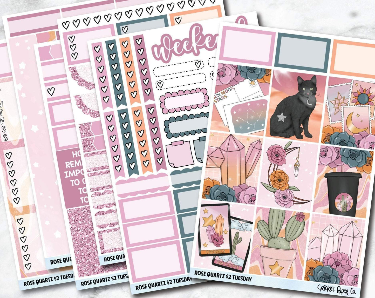 ROSE QUARTZ Planner Stickers - Full Kit-Cricket Paper Co.