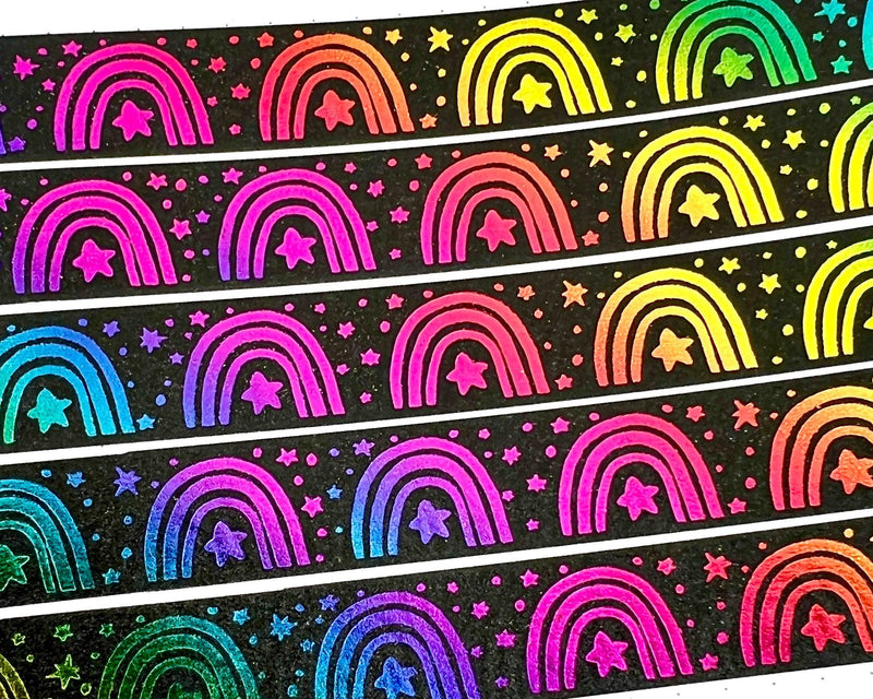 Rainbow Foiled Rainbow Washi Tape - Blackout Rainbow