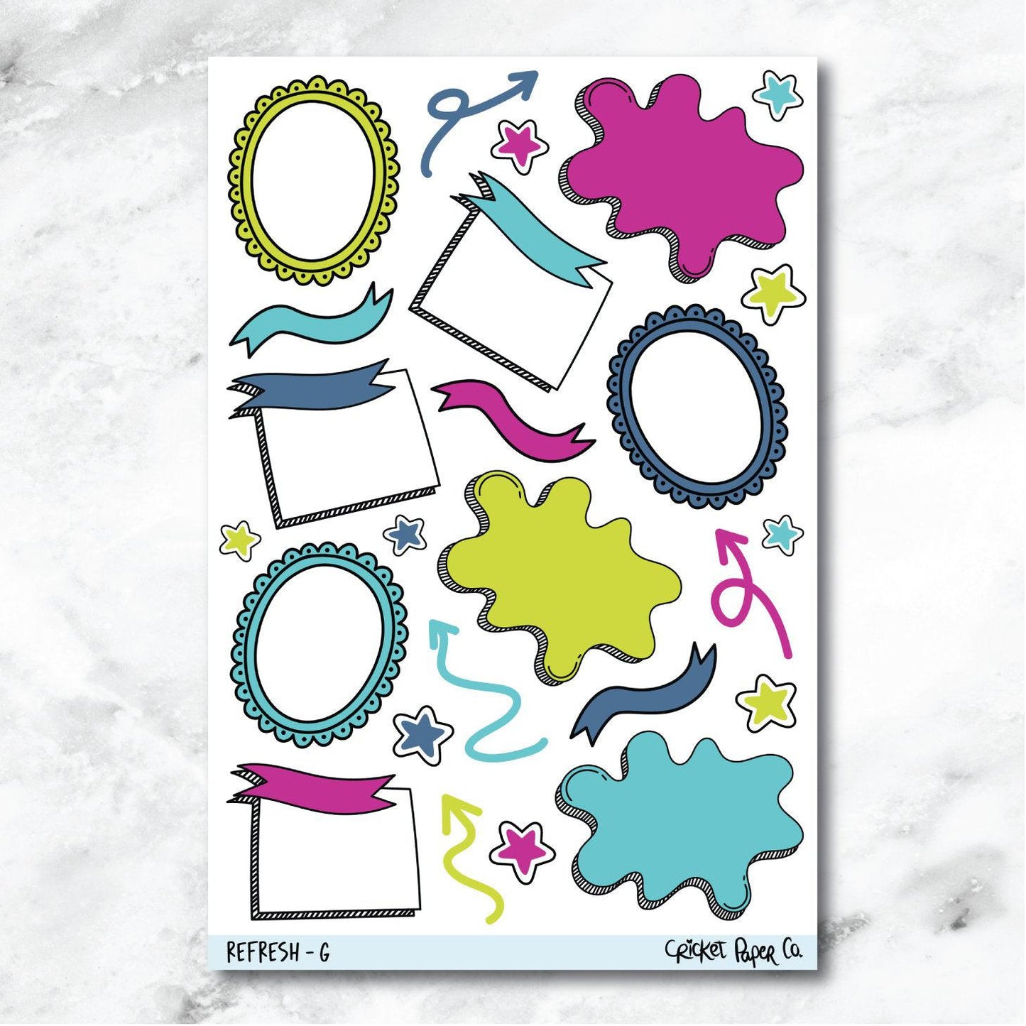 Refresh Bullet Journal Style Journaling and Planner Stickers - G-Cricket Paper Co.