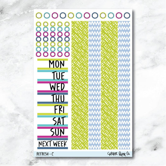 Refresh Date Cover and Washi Strip Journaling and Planner Stickers - C-Cricket Paper Co.