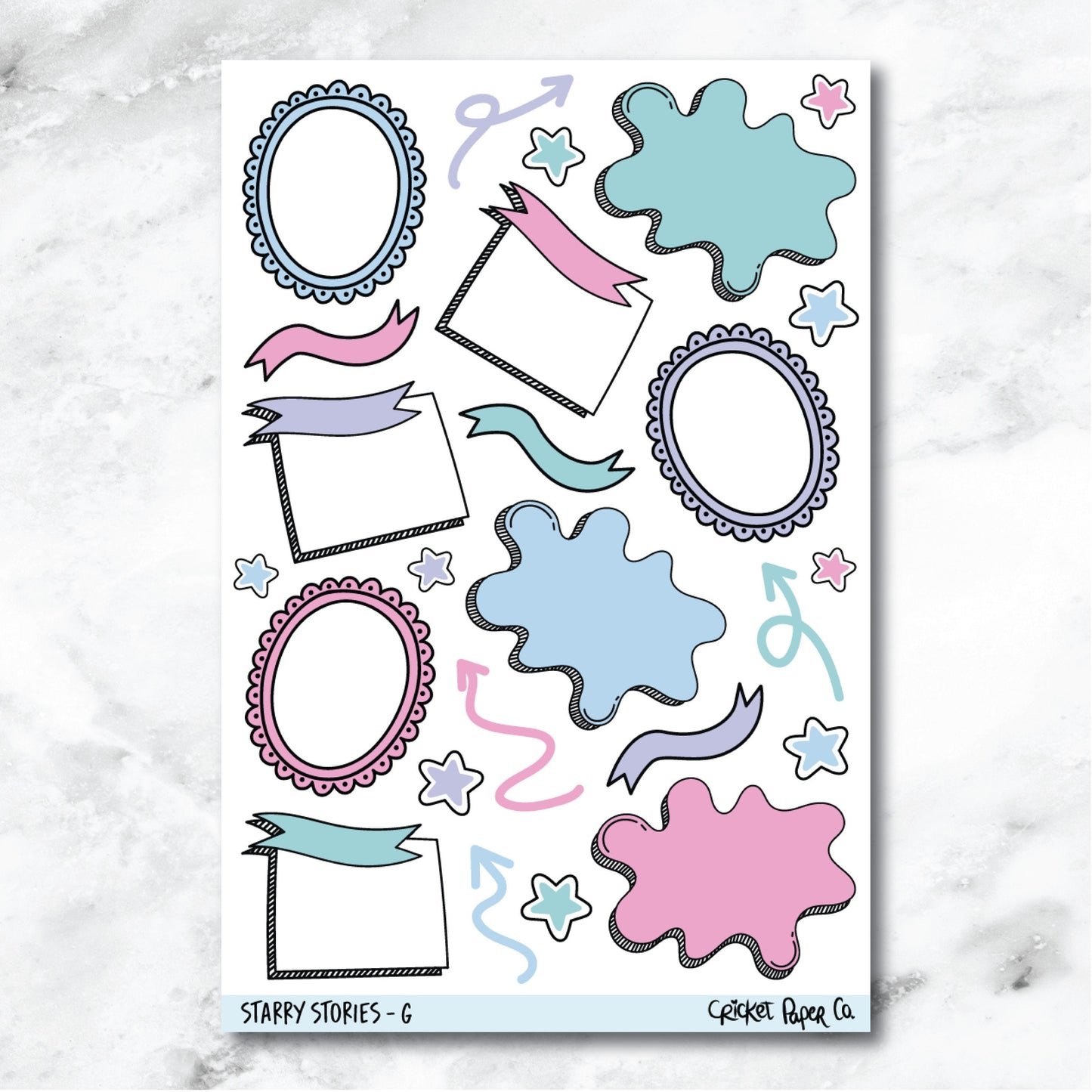 Starry Stories Bullet Journal Style Journaling and Planner Stickers - G-Cricket Paper Co.