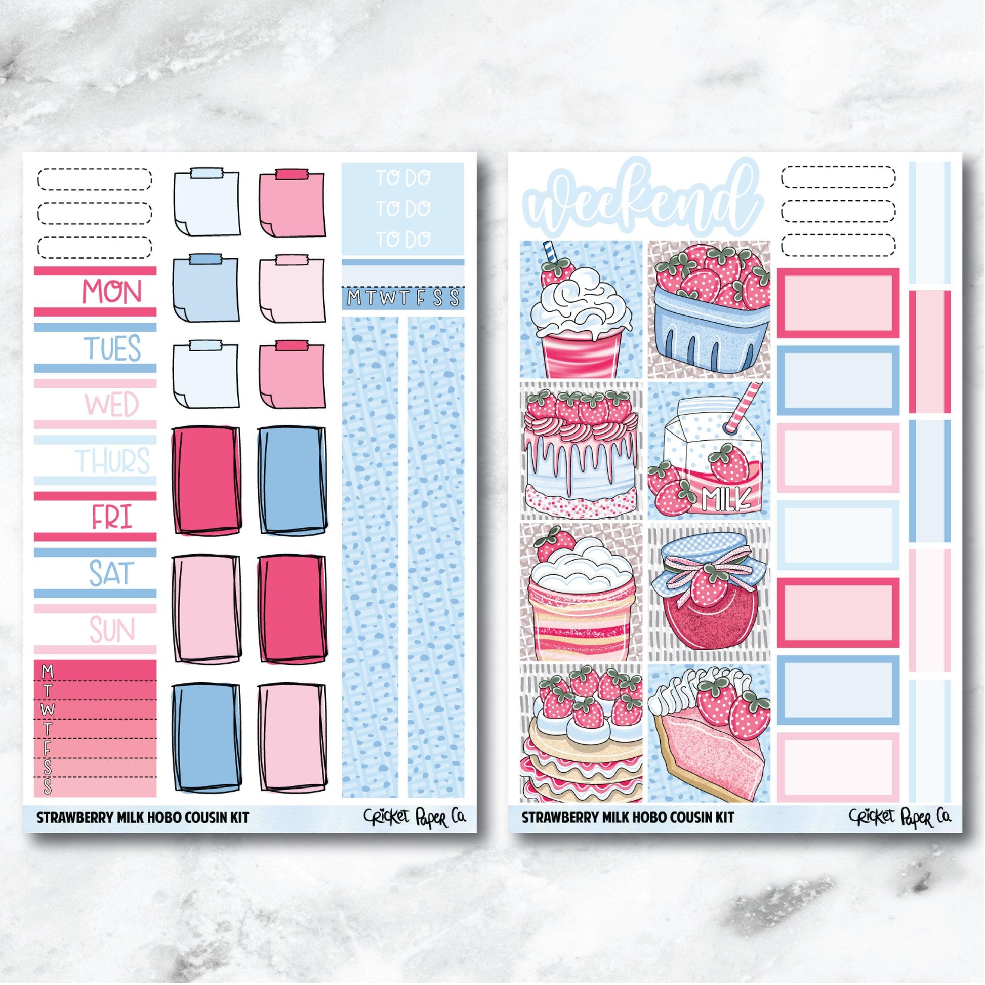 Strawberry Milk HOBONICHI COUSIN Planner Stickers Mini Kit-Cricket Paper Co.