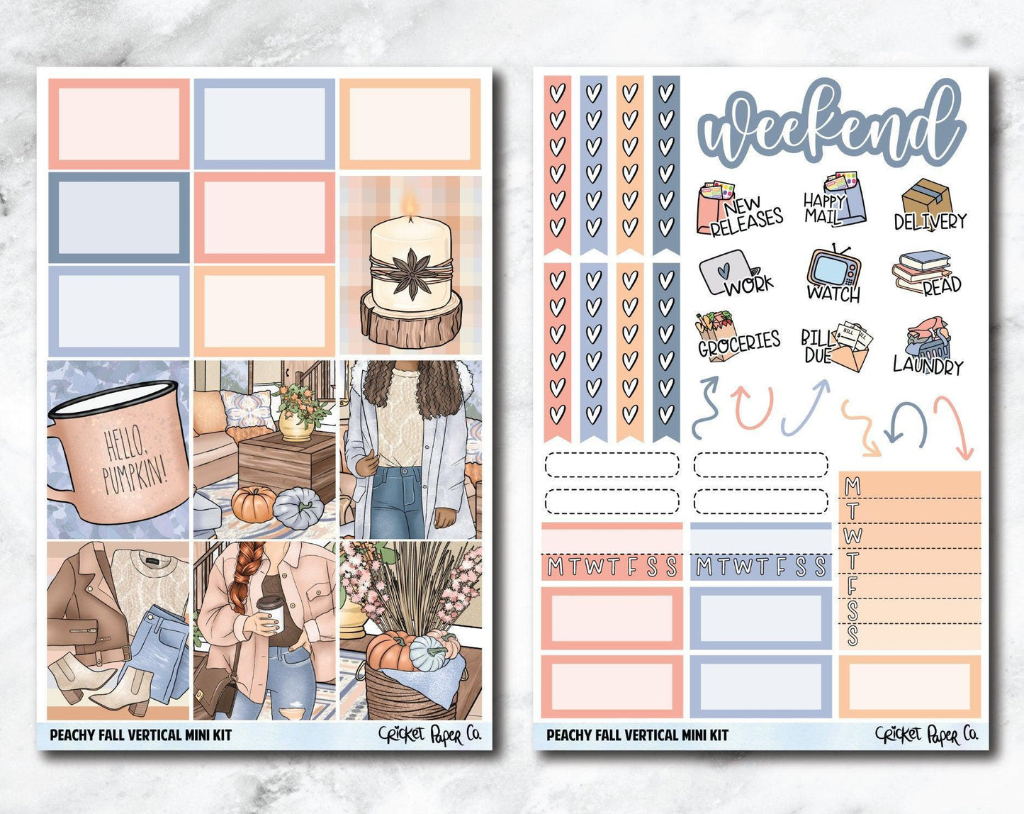 VERTICAL Planner Stickers Mini Kit - Peachy Fall-Cricket Paper Co.