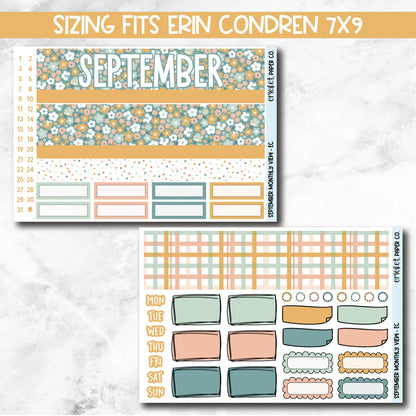 September Monthly View Planner Sticker Kit for 7x9 Planners