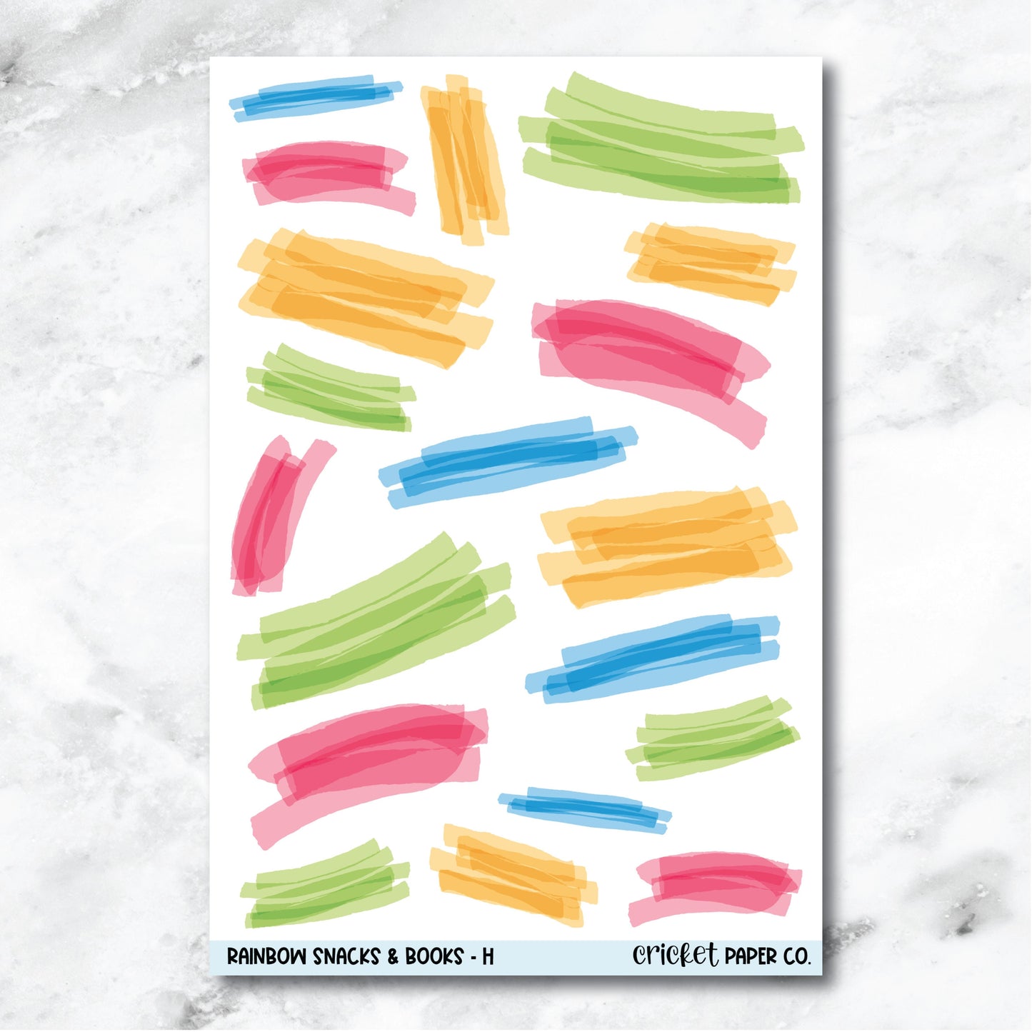 Rainbow Snacks & Books Highlighter Swatch Journaling and Planner Stickers - H