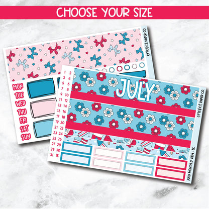 July Monthly View Planner Sticker Kit for 7x9 Planners