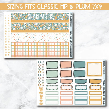 September Monthly View Planner Sticker Kit for 7x9 Planners