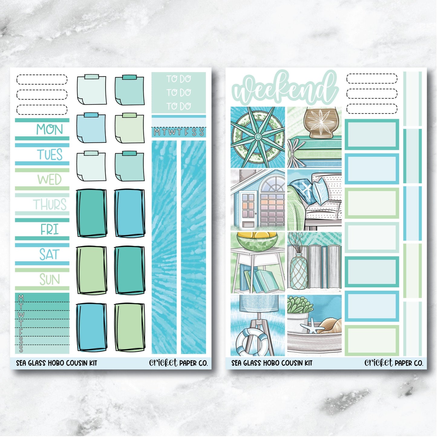 Sea Glass HOBONICHI COUSIN Planner Stickers Mini Kit