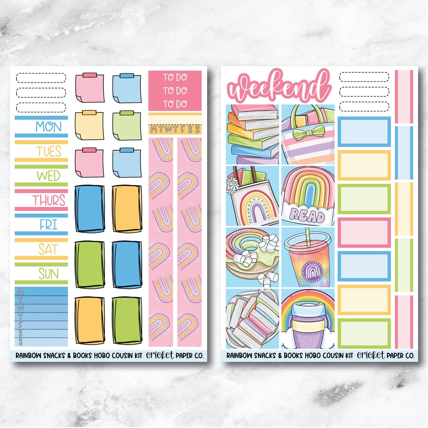 Rainbow Snacks & Books HOBONICHI COUSIN Planner Stickers Mini Kit