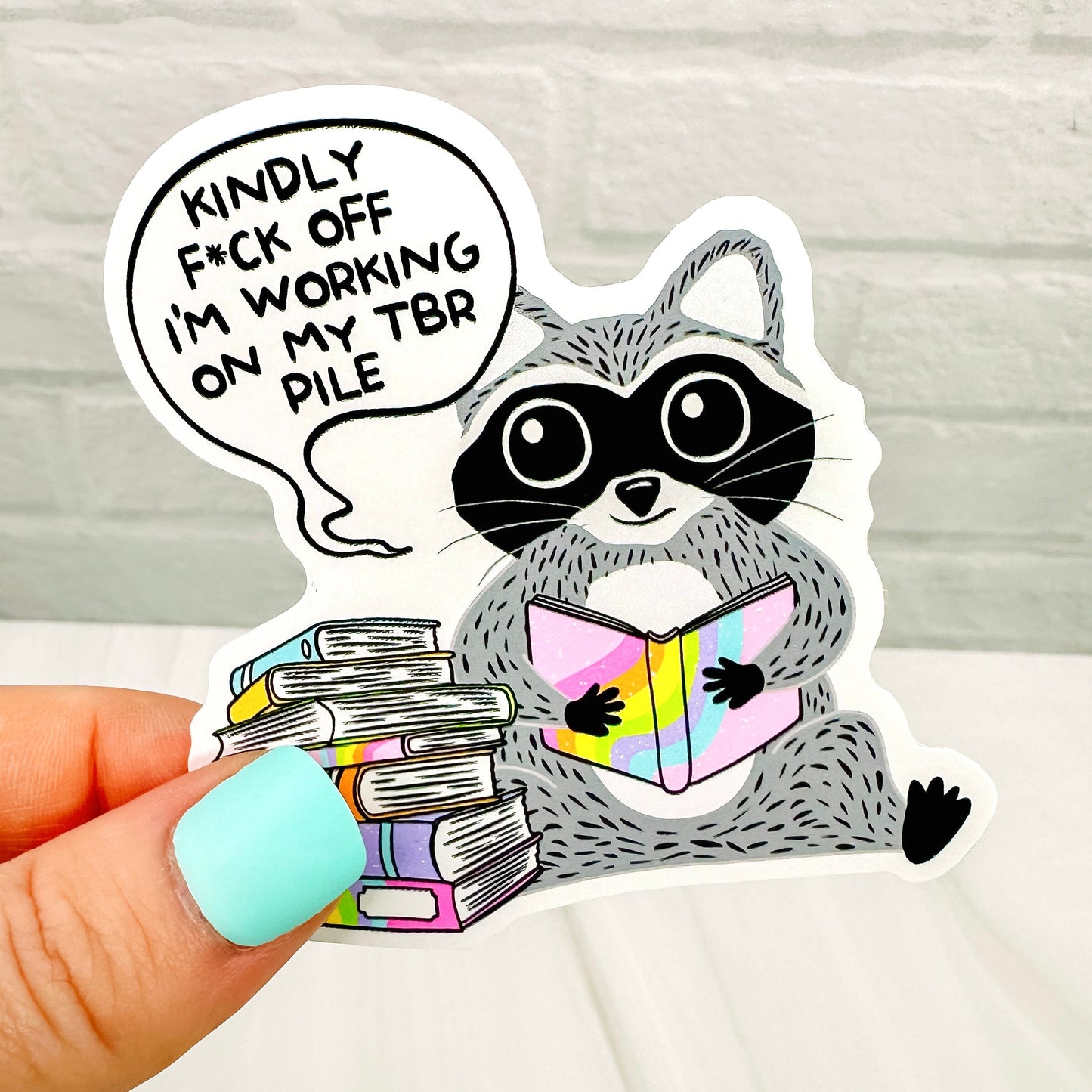 Raccoon TBR Pile  - Bookish Vinyl Sticker