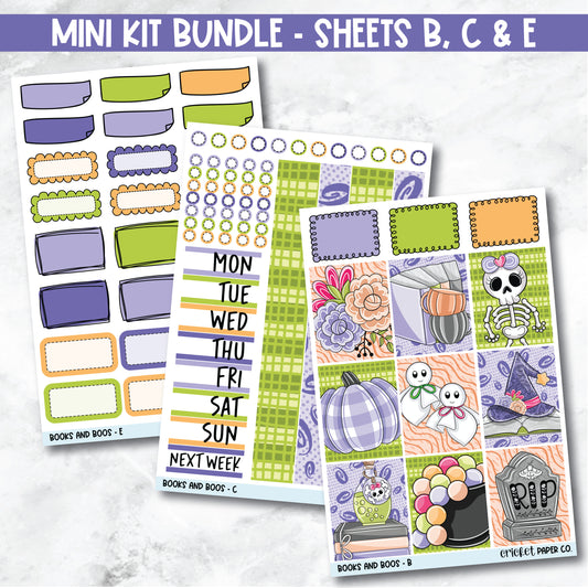 Books and Boos Mini Kit Bundle Planner Stickers  - Sheets B, C and E