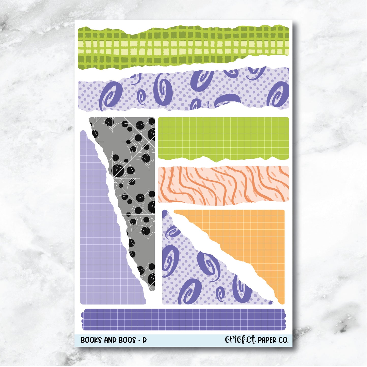 Books and Boos Torn Paper Edges Journaling and Planner Stickers - D