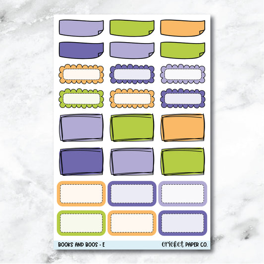 Books and Boos Doodle Boxes Journaling and Planner Stickers - E